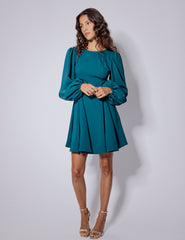 Turquoise Balloon Sleeve Ava Mini Dress