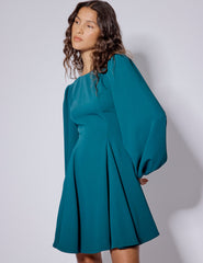 Turquoise Balloon Sleeve Ava Mini Dress