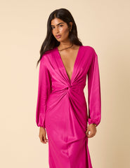 Pink Satin Adina Midaxi Dress