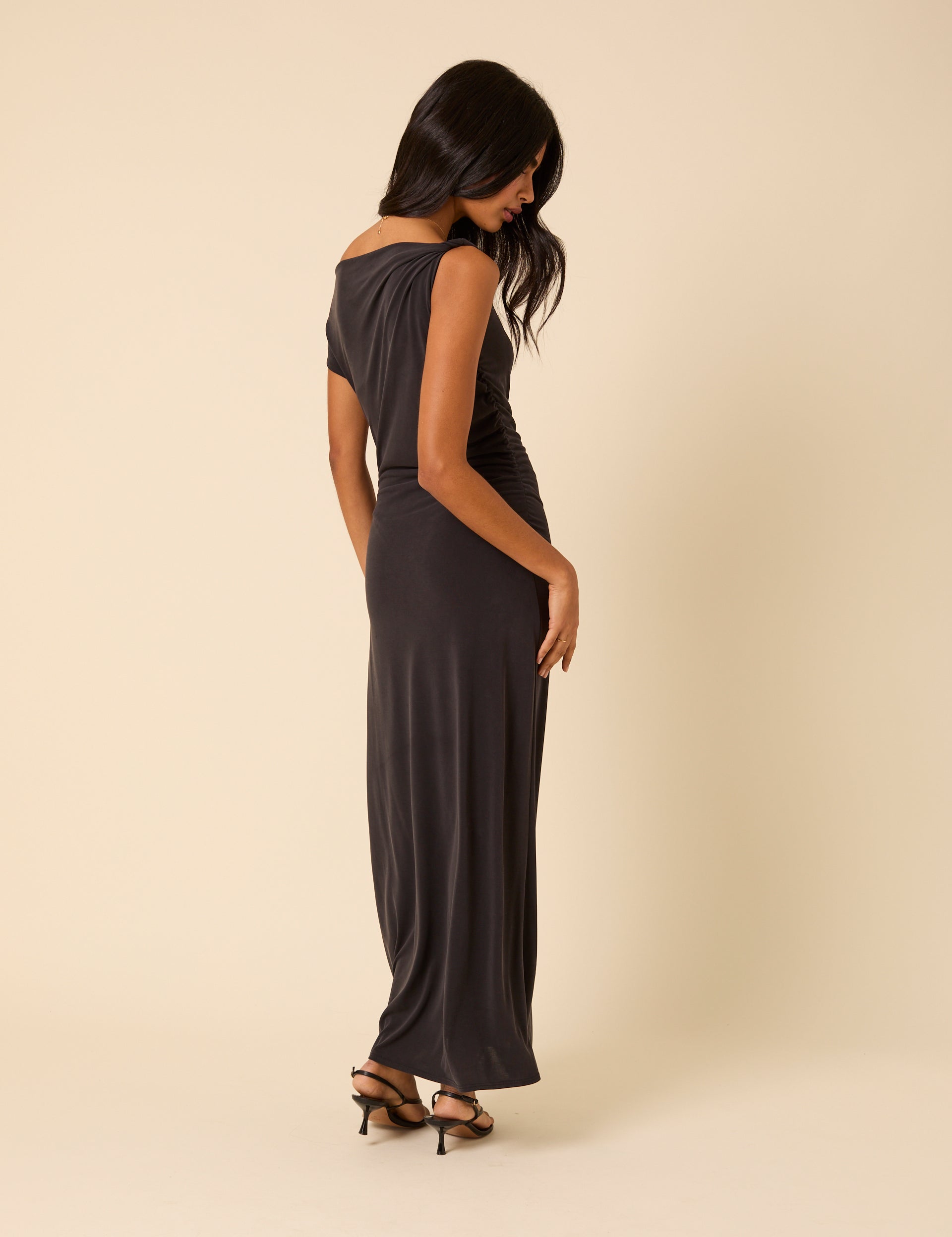 Black Asymmetric Bethany Maxi Dress