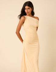 Butter Yellow Asymmetric Bethany Maxi Dress