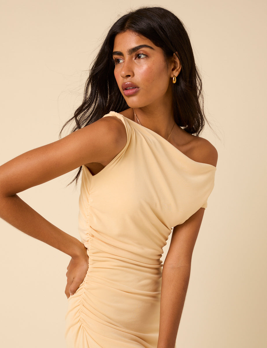 Butter Yellow Asymmetric Bethany Maxi Dress