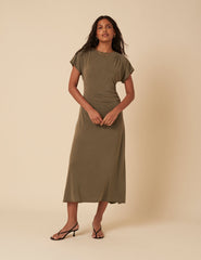 Khaki Green Ember Midi Dress