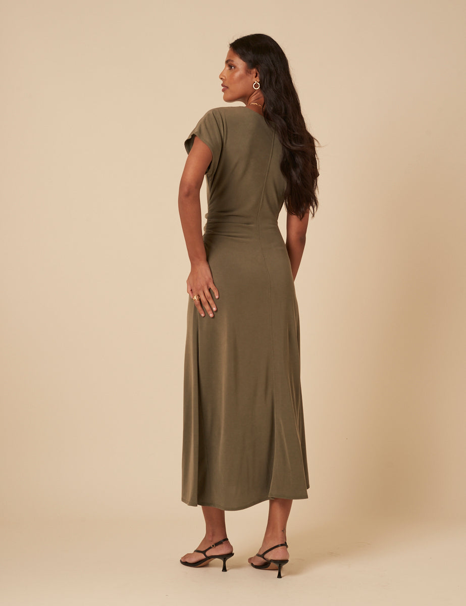 Khaki Green Ember Midi Dress