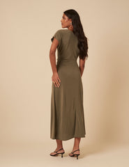 Khaki Green Ember Midi Dress