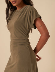 Khaki Green Ember Midi Dress
