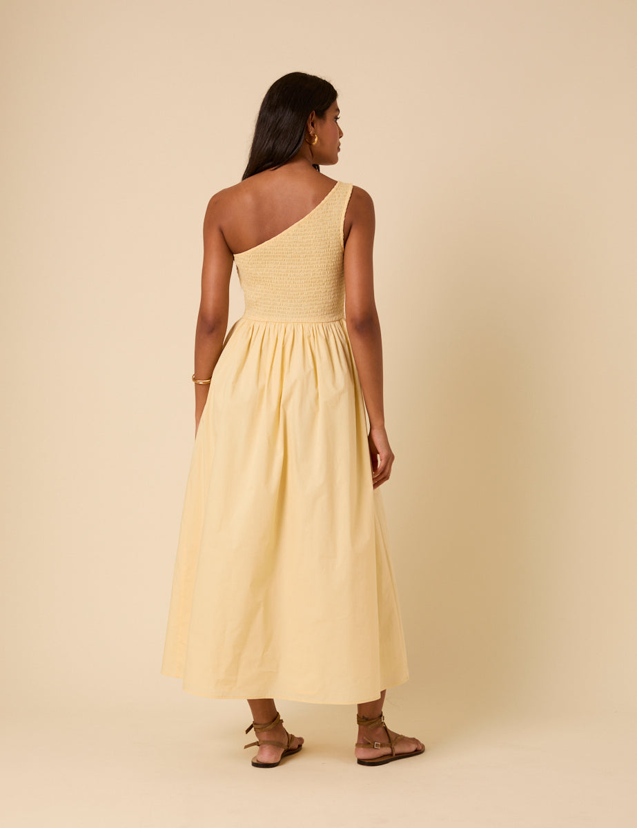 Butter Yellow Asymmetrical Georgia Midaxi Dress