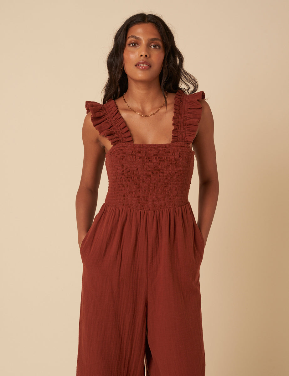 Brown Cropped Length Maya Jumpsuit