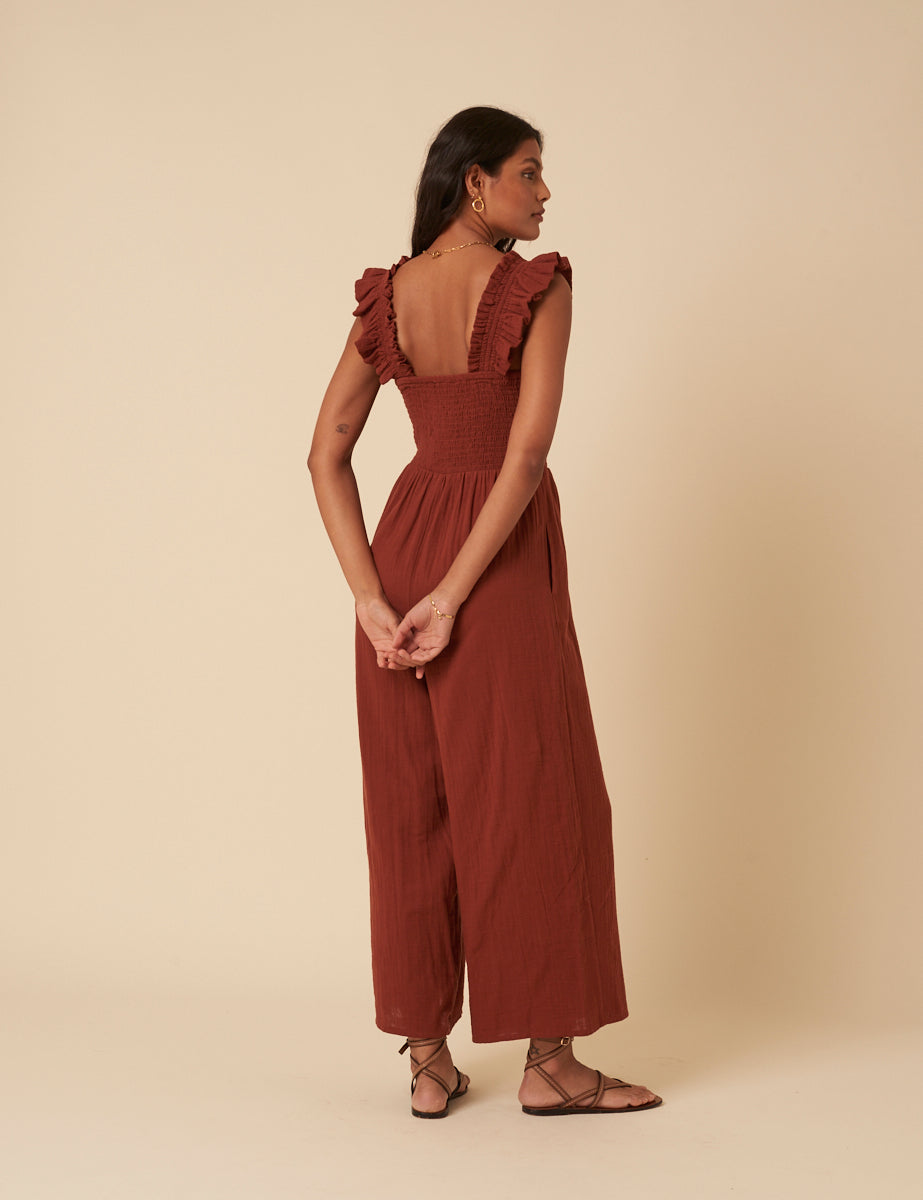 Brown Cropped Length Maya Jumpsuit