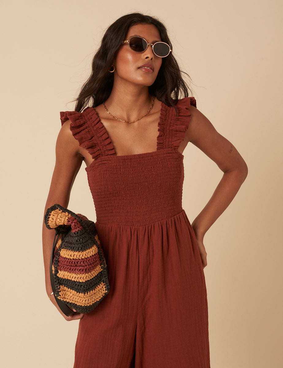 Brown Cropped Length Maya Jumpsuit