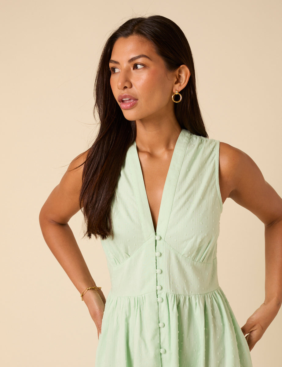 Mint Green Sleeveless Starlight Midi Dress