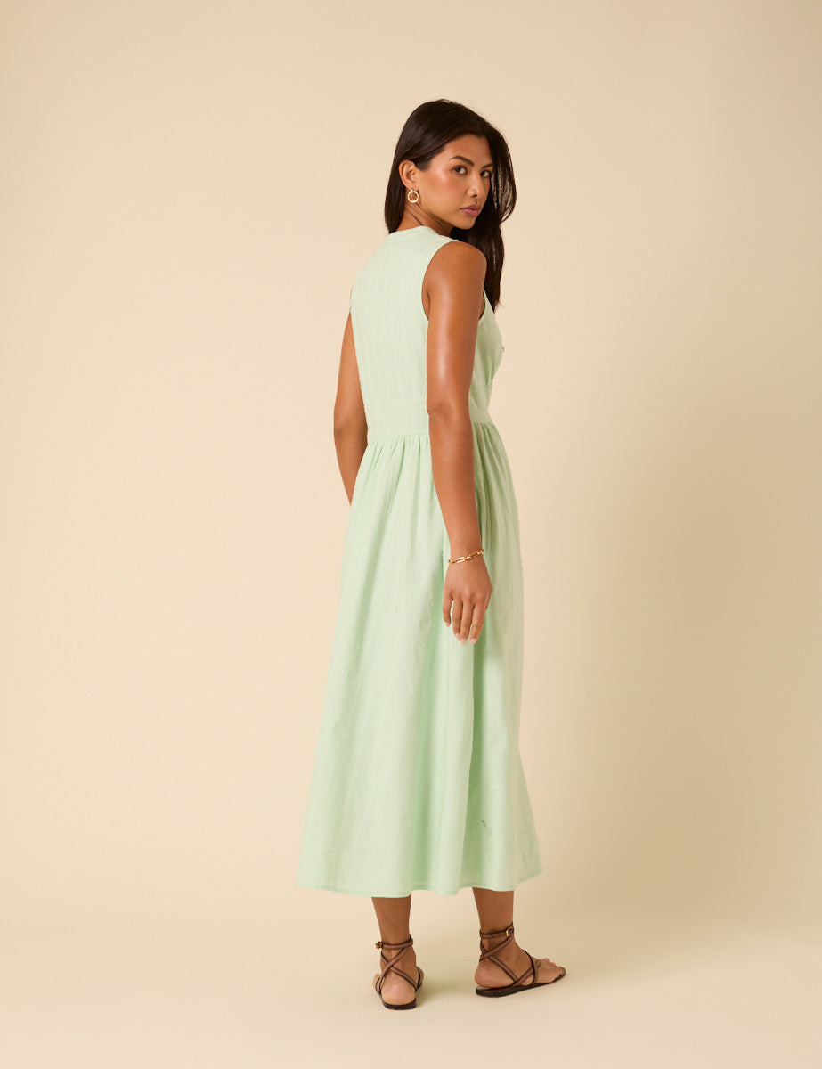 Mint Green Sleeveless Starlight Midi Dress