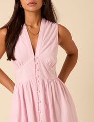 Baby Pink Sleeveless Starlight Midi Dress