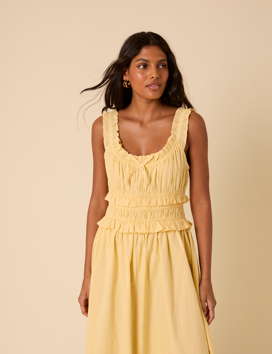 Butter Yellow Sleeveless Ariel Midi Dress