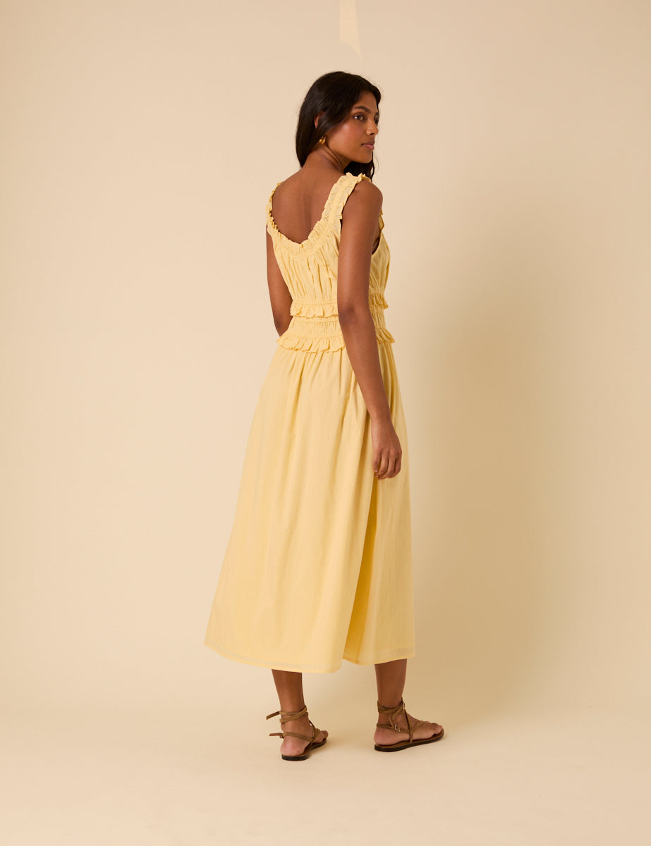 Butter Yellow Sleeveless Ariel Midi Dress