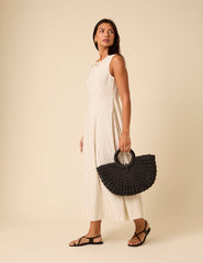 Cream Pinstripe Cedar Midi Dress