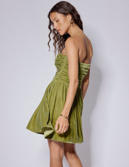 Green Velvet Bandeau Felicity Mini Dress