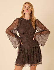 Brown Lace Dimitra Mini Dress