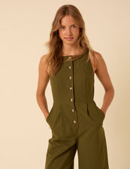 Khaki Green Tailored Peri Jumpsuit