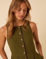 Khaki Green Tailored Peri Jumpsuit