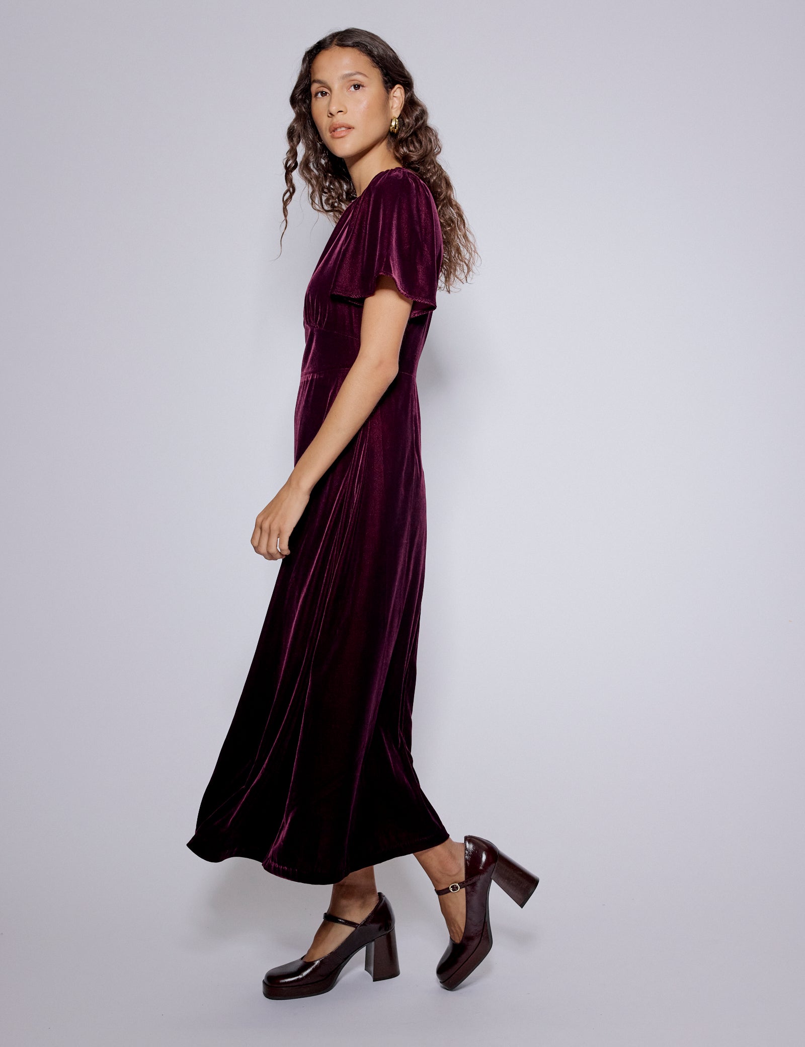 Purple Velvet Allegra Midi Dress