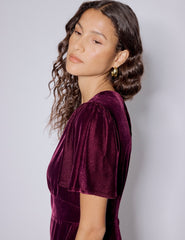 Purple Velvet Allegra Midi Dress
