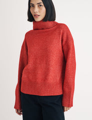 Red Roll Neck Knitted Jumper