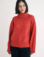 Red Roll Neck Knitted Jumper