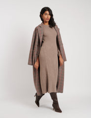 Brown Knitted Midi Dress