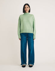 Green Funnel Neck Knitted Jumper