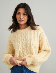 Yellow Cable Knit Wool Blend Jumper