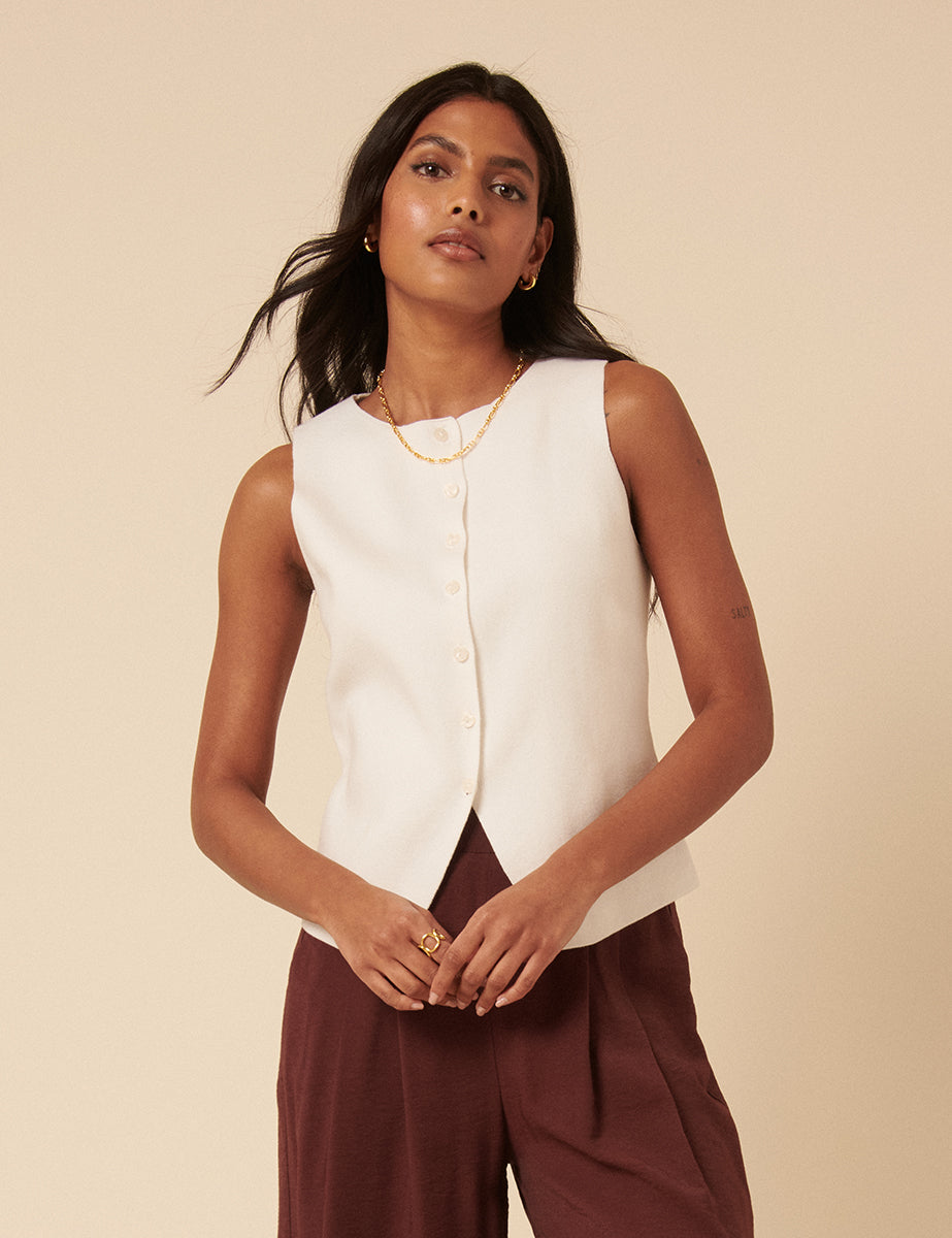 White Knitted Waistcoat