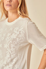 White Floral Pointelle T-Shirt