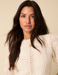 White Broderie Anglaise Knitted Top