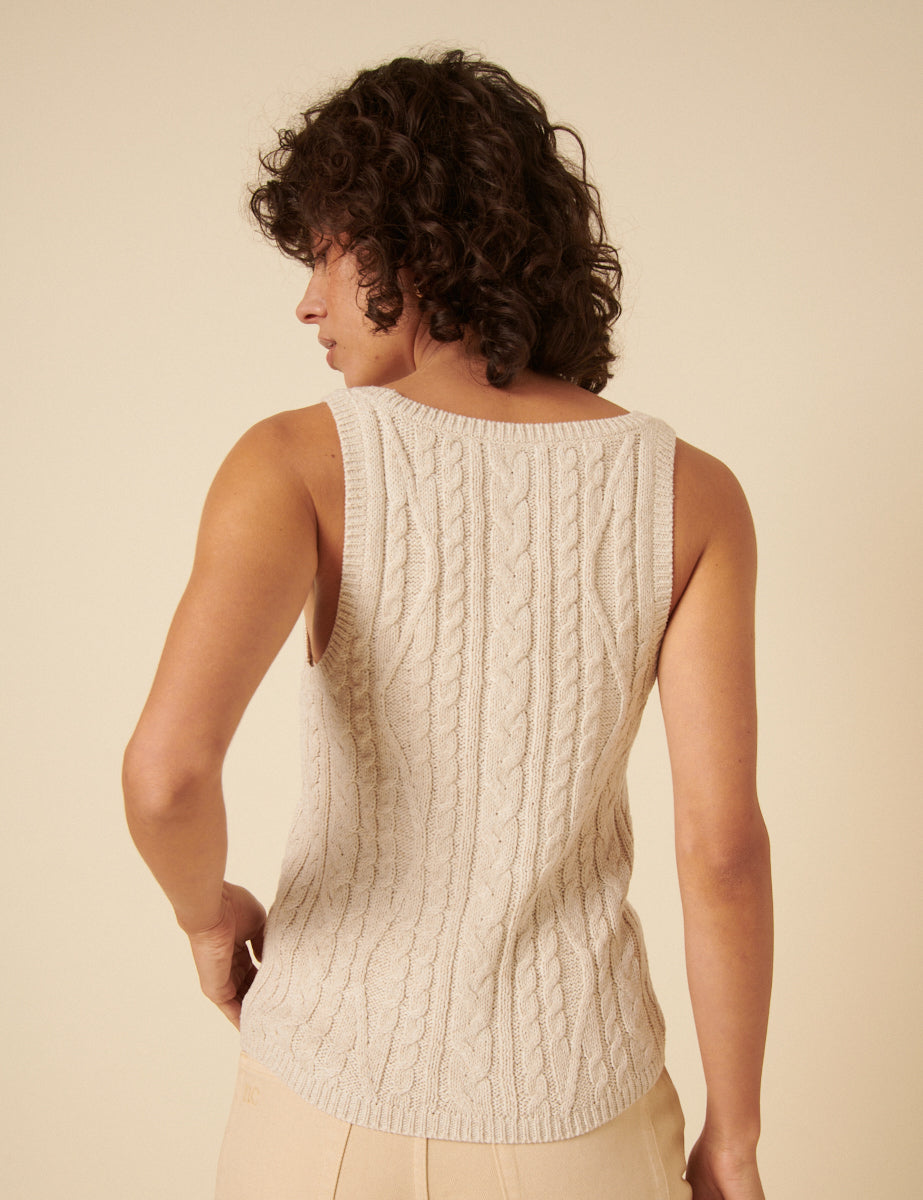 Cream Cable Knit Vest
