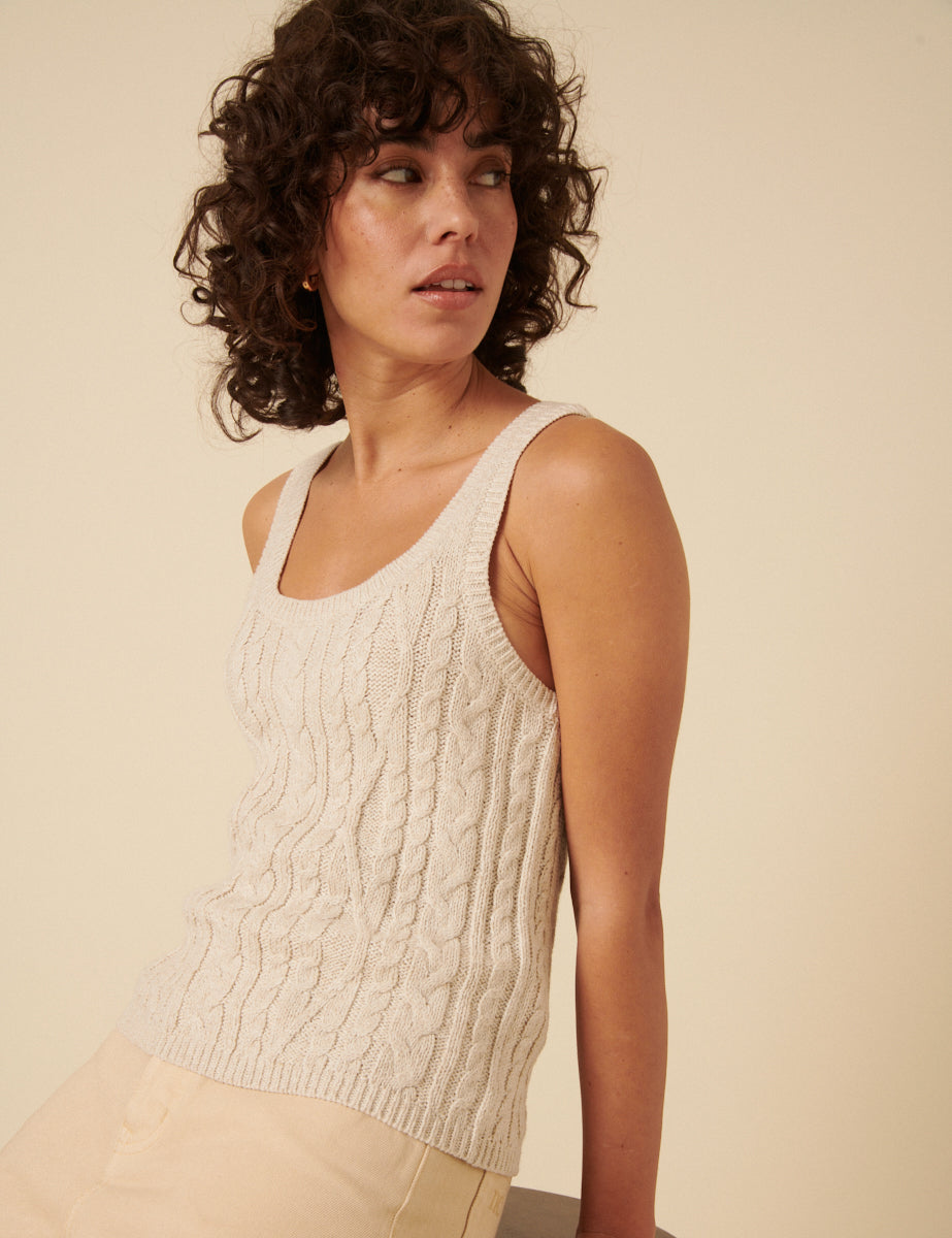 Cream Cable Knit Vest