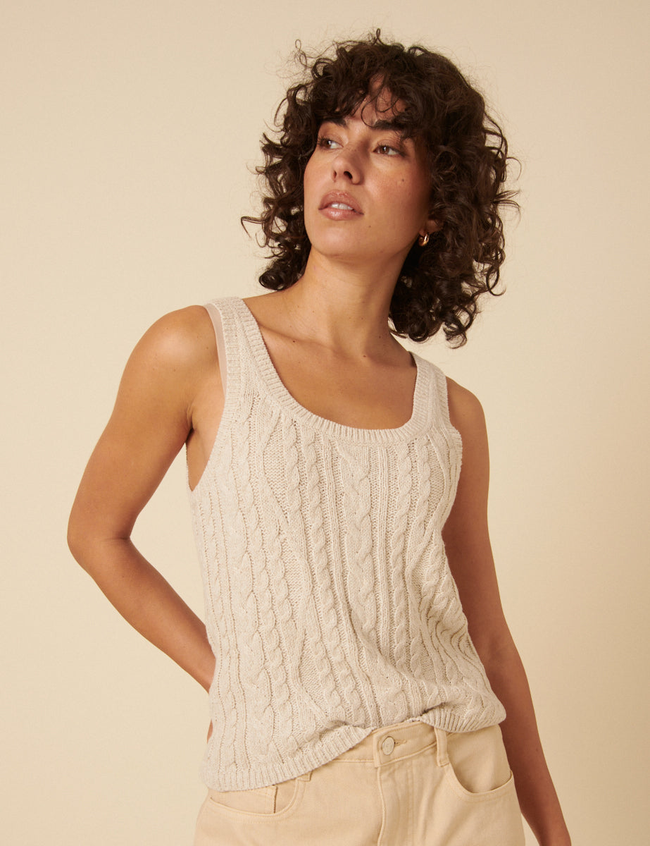 Cream Cable Knit Vest