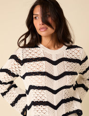 Black And White Striped Knitted Jumper