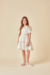 Elizabeth Scarlett Girls White Embroidered Quinn Mini Dress
