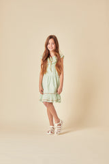 Elizabeth Scarlett Girls Mint Green Embroidered Gianna Dress