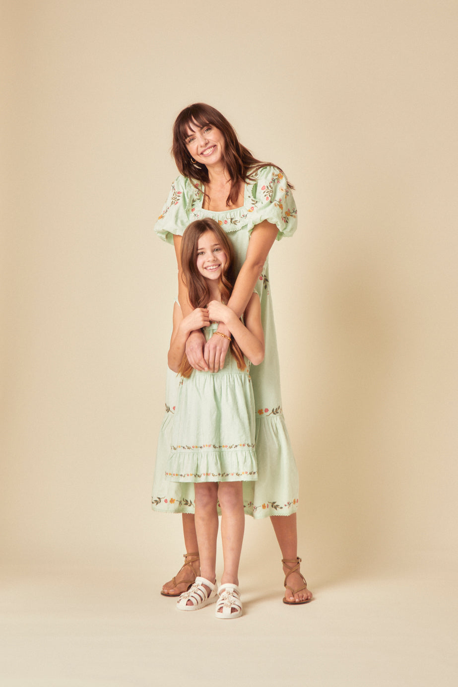 Elizabeth Scarlett Girls Mint Green Embroidered Gianna Dress