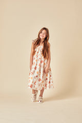 Elizabeth Scarlett Girls White Shell Print Hadley Midi Dress