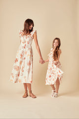 Elizabeth Scarlett Girls White Shell Print Hadley Midi Dress