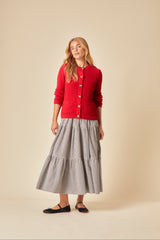 Red Textured Knitted Cardigan