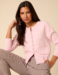 Pink Crew Neck Cardigan