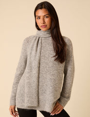 Grey Oversized Scarf Jumper