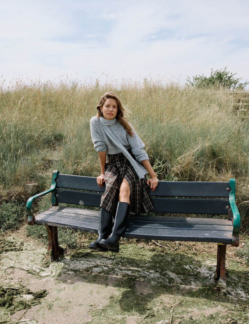 Grey Oversized Scarf Jumper