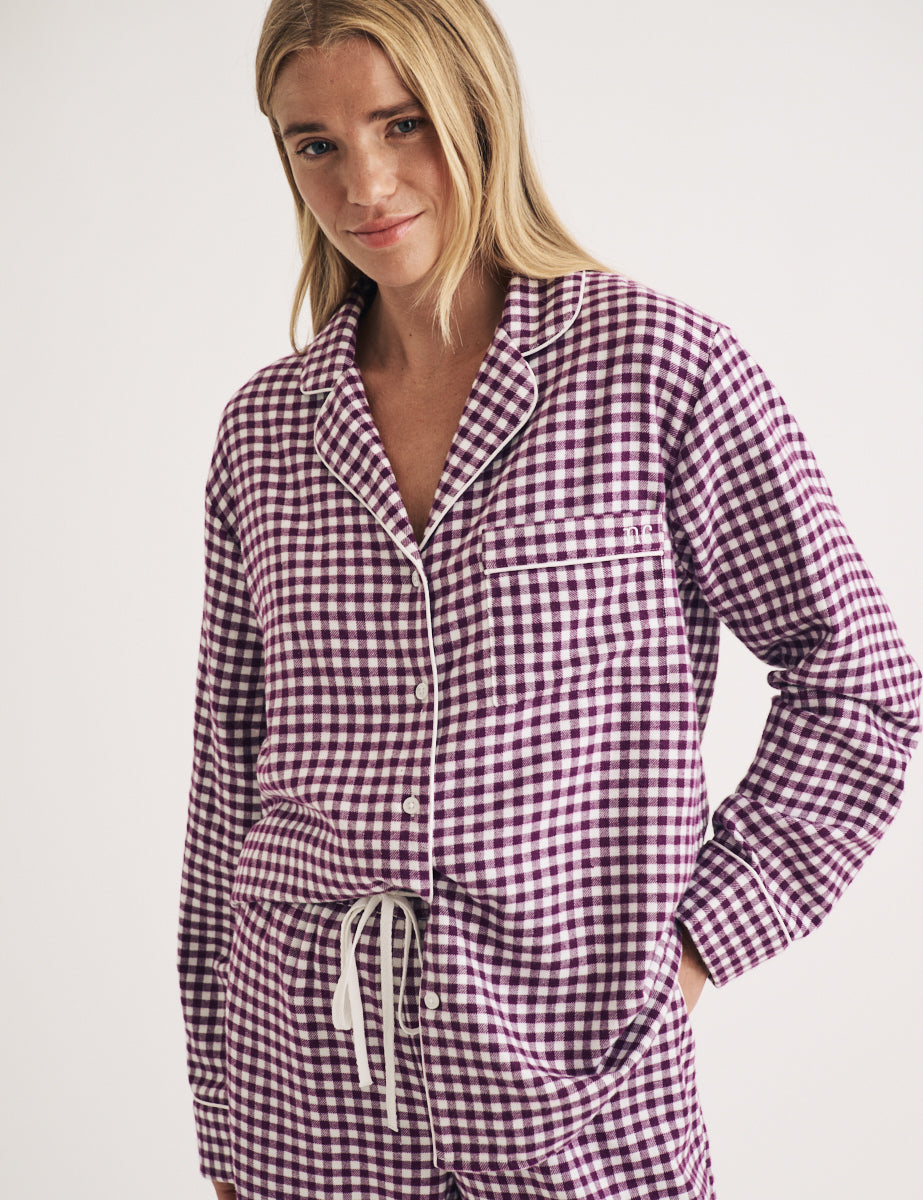 Purple Gingham Pyjama Top