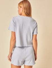 Pastel Blue Ribbed Pyjama Set