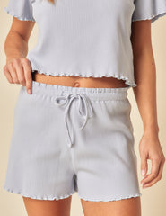 Pastel Blue Ribbed Pyjama Set